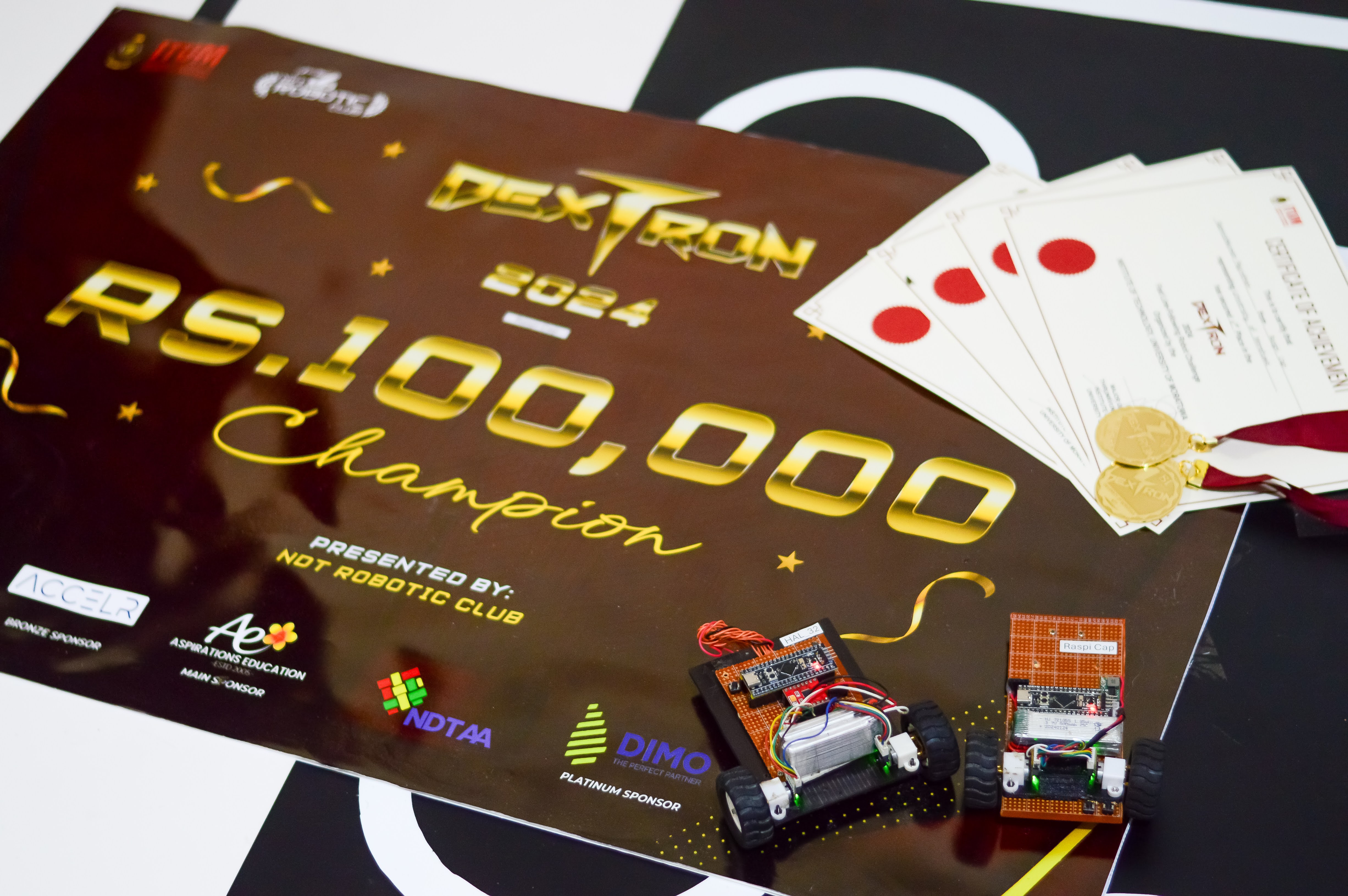 Champion board, certificates and robot