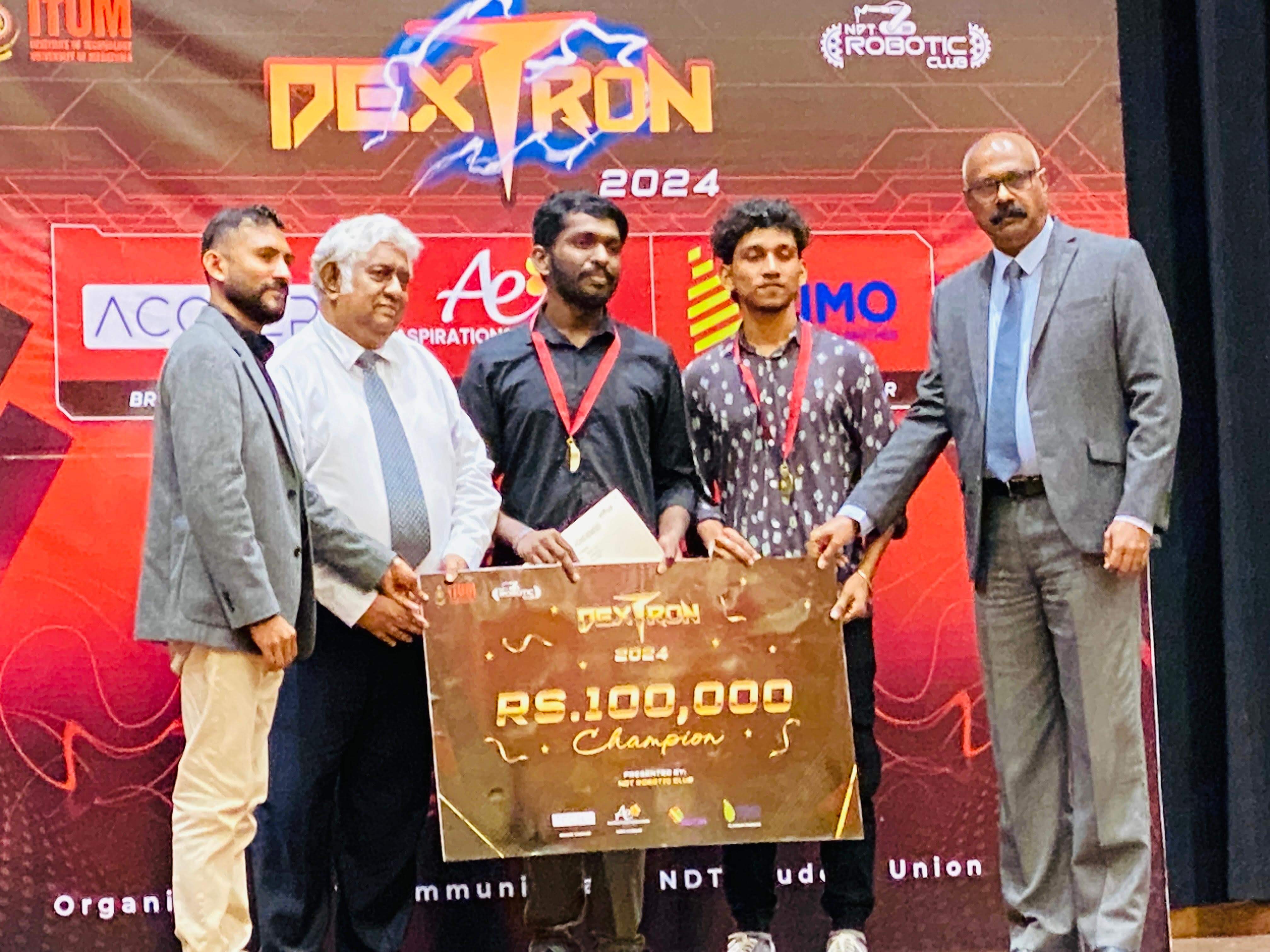 Receiving the champion cheque on stage