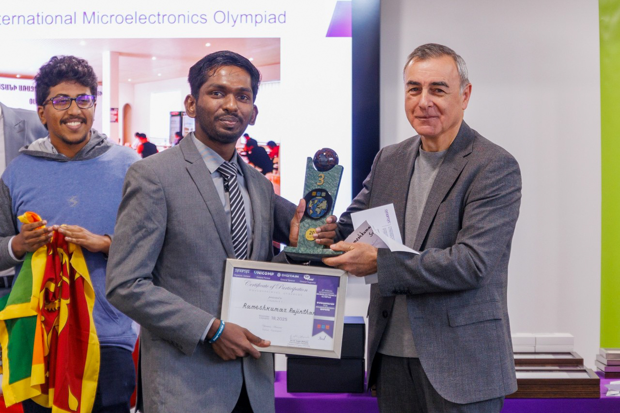 Receiving the 3rd place award on stage
