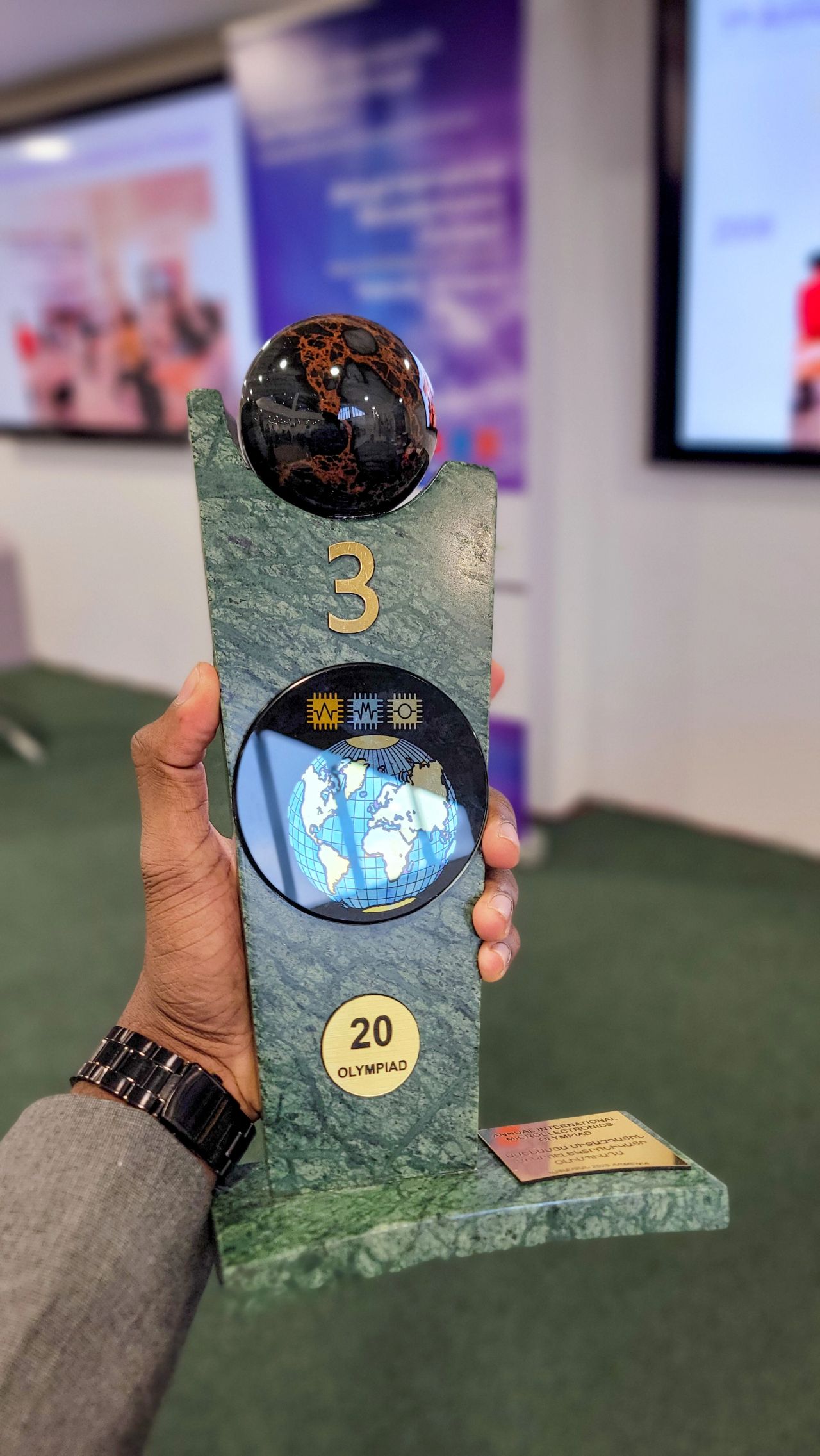 Bronze medal and trophy